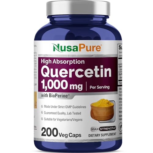 NusaPure Quercetin - Suitable for Vegetarian/Vegan, Non - GMO - 1000 mg - 200 Capsules