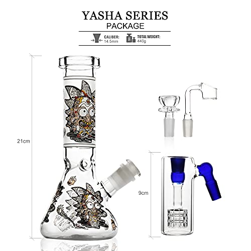 REANICE Mini Bongs Glasbong Luminous Wasserpfeife kleine hookah Beaker Bongs 14.5mm Bowl H?he 21CM – Bild 3