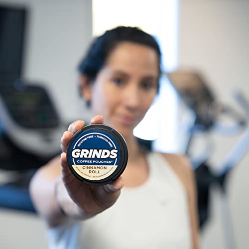 Grinds Coffee Pouches | 10 Cans Of Cinnamon Roll | Tobacco Free, Nicotine Free Healthy Alternative | 18 Pouches Per Can | 1 Pouch Eq. 1/4 Cup Of Coffee (Cinnamon Roll) #TOP2