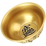 HEALEEP Cuenco Decorativo de Latón Dorado 12 Cm Fortuna y Riqueza para Decoración de Escritorio en Hogar Oficina y Restaurante Adorno Artesanal Vintage de Mesa de Riqueza Estilo Aleatorio