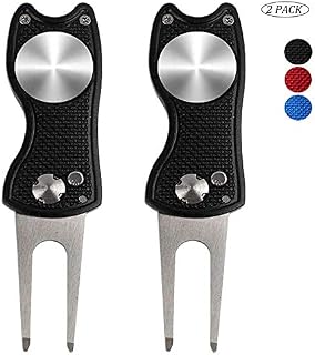 Amy Sport Golf Divot Tools with Magnetic Ball Marker Value 2Pack, Foldable Switchblade