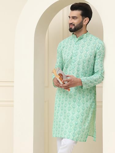 Image of SOJANYA (Since 1958 Men's Silk Blend Kurta with Multi Color Embroidery