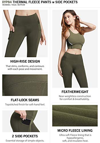 Tsla Women's Thermal Yoga Pants, High Waist Warm Fleece Lined Leggings, Winter Workout Running Tights With Pockets, Thermal Pocket Pants Navy, Small #TOP3