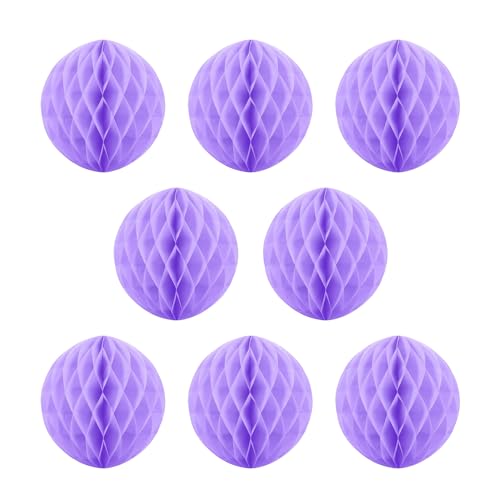 Activesale 8 bolas de panal de abeja de 3 pulgadas, decoración de fiesta, bolas de flores colgantes, adornos de pompones de papel para bodas, fiestas de cumpleaños, Navidad (lavanda)