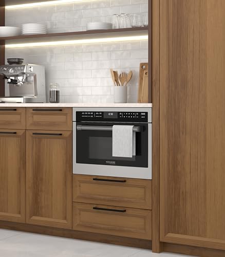 Image of KoolMore Reserve 24 in. 1.6 cu. ft. Built-in Convection Microwave Oven with 10 Power Levels, Sensor Cooking, Bake, Roast, Broil, 1750 Watts with NEMA 5-20P Plug, UL Certified in Black Stainless-Steel