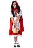 Womens Little Red Riding Hood Halloween Costume | Adult Storybook Character Complete Outfit with Dress, Cape & Neck Tie Medium