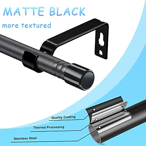 Miniatura 2 de Barra De Cortina, 76-238cm Barra Para Cortinas Extensible Con Soportes, 16 Mm De Diámetro Barra De Cortina Juego Ajustable De Herrajes De Acero Inoxidable Decorativa Para Dormitorio Negro Mate