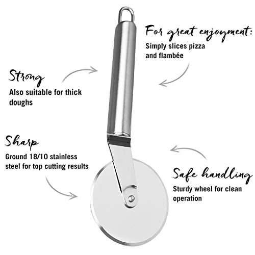 Image of Oc9 Stainless Steel Cooking Tong, Roti Chimta & Wheel Pizza Cutter Cutter for Kitchen
