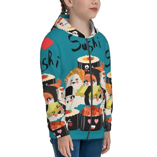 I Love Sushi Kids Pullover Hoodies Boys Zip Up Sweatshirts Girls Athletic Clothes with Pocket4