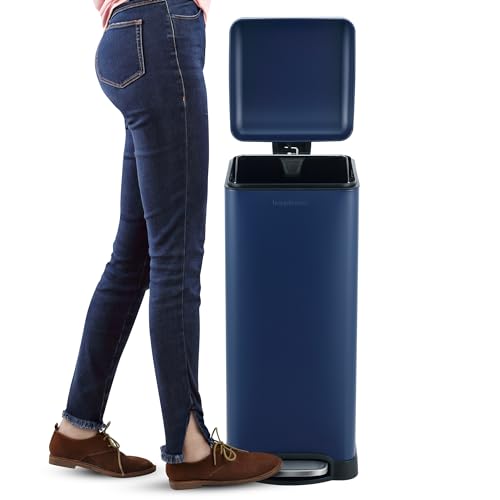 Image of happimess Betty 8 Gal Step Trash Can Soft-Close Lid, Denim Blue