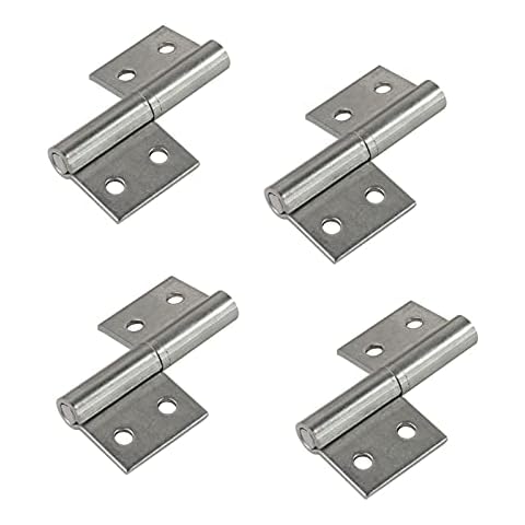 4pcs Long Steel Small Slip Joint Flag Hinge - Lift Off Left Handed Lid Door - 2-inch Long 4 Holes Lift Off Hinge Cover