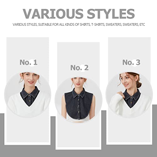 Black Denim Dickie Collar for Women, Detachable Dickey Half Shirt, Dickey Collar Blouse for Women Girls4