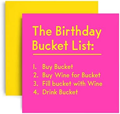 Huxters Funny Birthday Card for Her  Bucket List - Happy Birthday Card for her  gifts from women - Friend Birthday Card  Gift card  Friendship gifts women  Card for Mum 14.8cm (Bucket List)