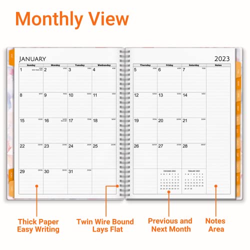 Cranbury 2023 Planner Weekly Monthly (8.5X11", Watercolor), 2023 Large Planner Book, Big Agenda 8 1/2 X 11, 2023 Calendar Planner, Monthly Tabs, Bookmark, Notes, Stickers #TOP2