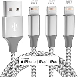 Bkayp Apple MFi Certified iPhone Charger 3pack 10FT Long Lightning Cable Fast Charging High Speed Data Sync US