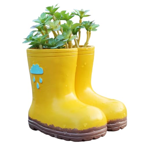YOYLMAL Cute Boots Planter, 4 Inches Small Resin Succulent Pot with Drainage Hole, Unique Rain Boots Shaped Flower Plant Pot for Indoor Outdoor Plants, Aesthetic Home Garden Decor