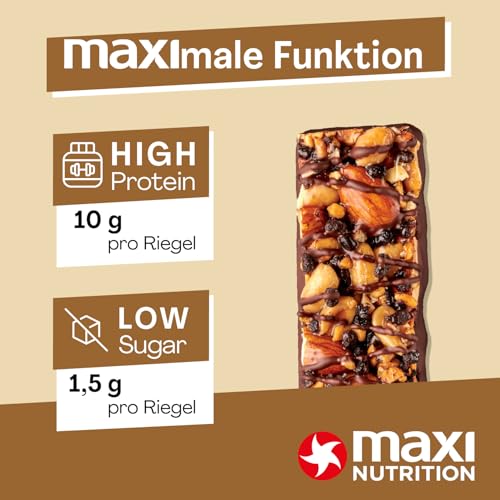 MaxiNutrition Dark Chocolate Peanut Nussriegel vegan 12x46g – Protein Riegel aus ganzen Nüssen mit 22% Protein, plant based, ohne Zuckerzusatz, ohne künstliche Aromen