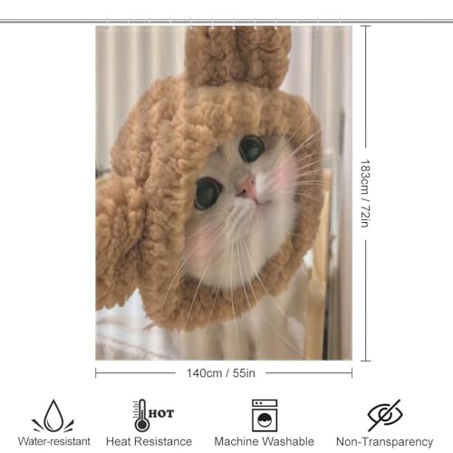 Rideau de douche chat mignon imperméable 140x183cm contre l'humidité - 4