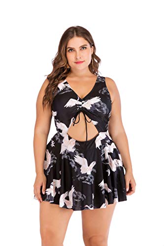 Wellwits Women's Plus Size Cutout Swim Dress Swimsuit2