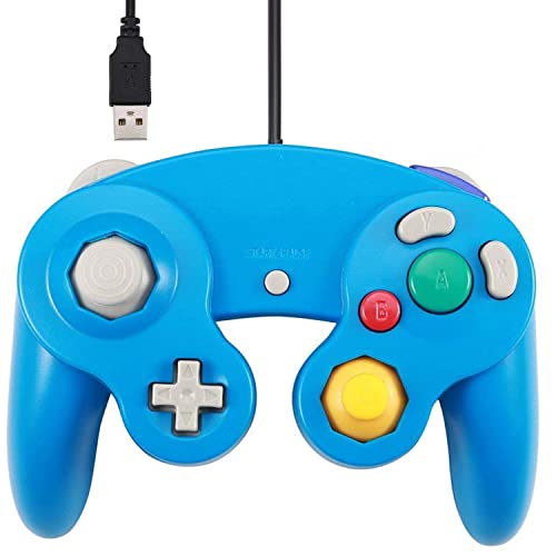 Arrocent GC Controller, Replacement for Gamecube Controller, Compatible with Wired USB Game Cube Controller/PC Windows 7 8 10 PC (Blue)