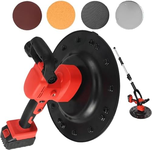 1680W Wall Smoothing Polishing Machine, Handheld Electric Concrete Trowel with 6 Adjustable Speeds, 200 RPM, Ideal for Mortar Layer Construction, Includes 2 Batteries