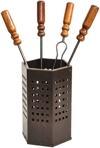 - Senza marca/Generico - Set Camino 5 Pezzi con CESTELLO- ATTREZZO Kit - Accessori CAMINETTO Ferro per Pulizia