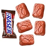 Vctitil Funny Chocolate-Shaped Erasers, Set of 5, Rectangular, Brown Rubber, Cute Stationery Office Supplies, Teacher Gift, Fun Gift for Christmas Thanksgiving