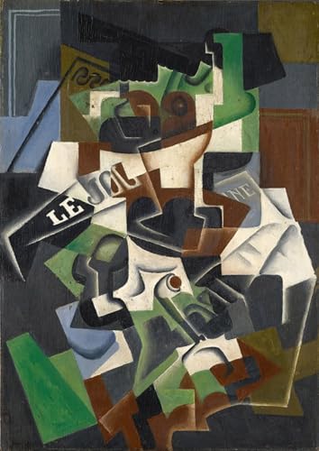 Cuadro de Juan Gris para salón: lienzo vintage de Frutero Pipa y Diario