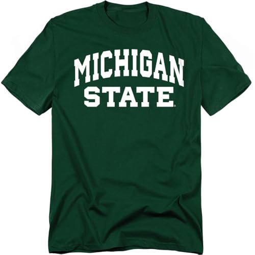 Michigan State University Block University Font Unisex Adult T Shirt Hunter Green X-Large