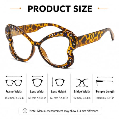 Image of Butterfly Shape Glasses for Women Retro Clear Flat Lens