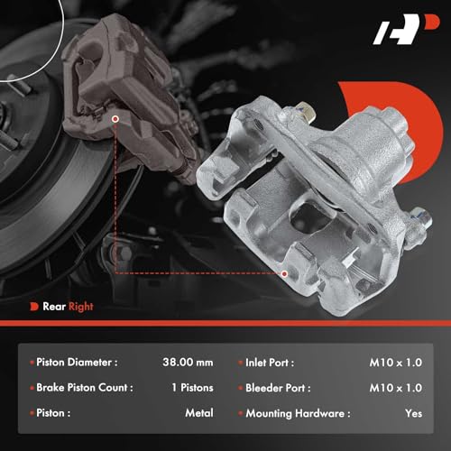 A-Premium Disc Brake Caliper Assembly with Bracket Compatible with Select Toyota Models - Camry 2002-2006(USA Only), Avalon 2005-2007, Solara 2004-2008 - Rear Right Passenger Side - Thumbnail 2
