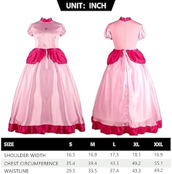 JPXH Princess Peach Costume For Women - Adult Halloween Super