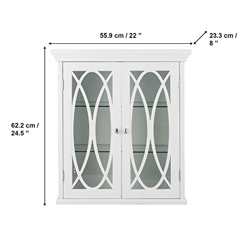 Elegant Home Fashions Florence 2 Door Removable Wooden Wall Cabinet With Adjustable Shelves, White #TOP2