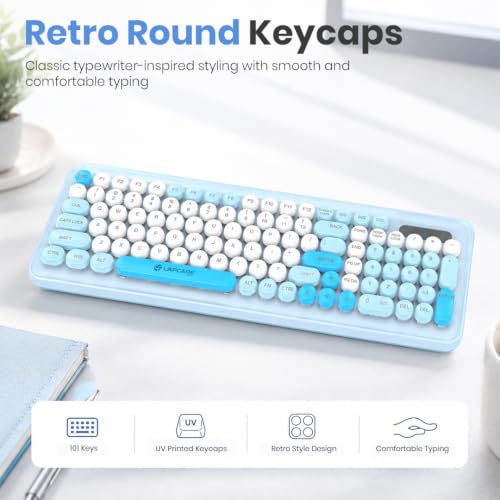 Image of Lapcare Ramon 1 Wireless Keyboard & Mouse Combo WL-105 | 2.4GHz Wireless Nano USB Receiver | 101 Retro UV Printed Keys | 12 Multimedia Hotkeys | 3200 DPI Adjustable Mouse | Ergonomic Design