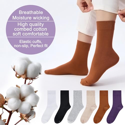 Image of ATBITER Women Thin Cotton Socks,Soft Cotton Bootie Socks Women Above Ankle Crew Socks (6-Pairs With gift box), 5-9