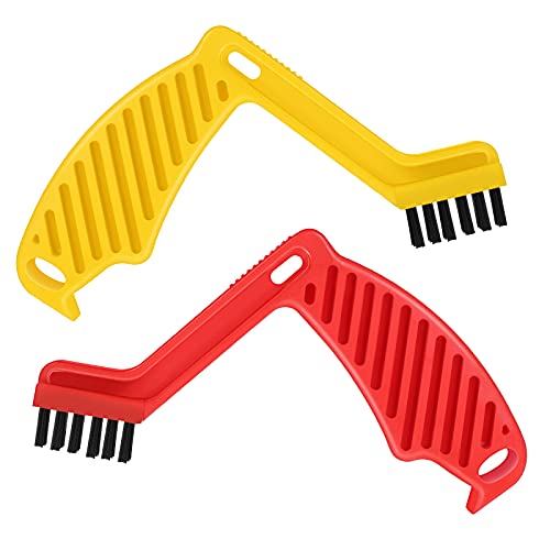 Frienda 2 Pieces Foam Pad Conditioning Brush Polishing Pad Conditioning Brush Car Buffing Pad Cleaning Tool for Polisher Buffer Foam Microfiber Polishing Compound Pads and Bonnets, red and Yellow