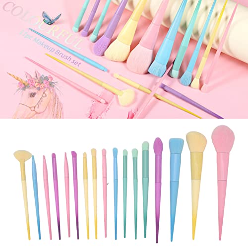 Makeup Brushes,17pcs Makeup Brush Candy Colors Soft Thick Aluminum Tube Cosmetic Brush Kit for Dating Party Outdoor - Image 3