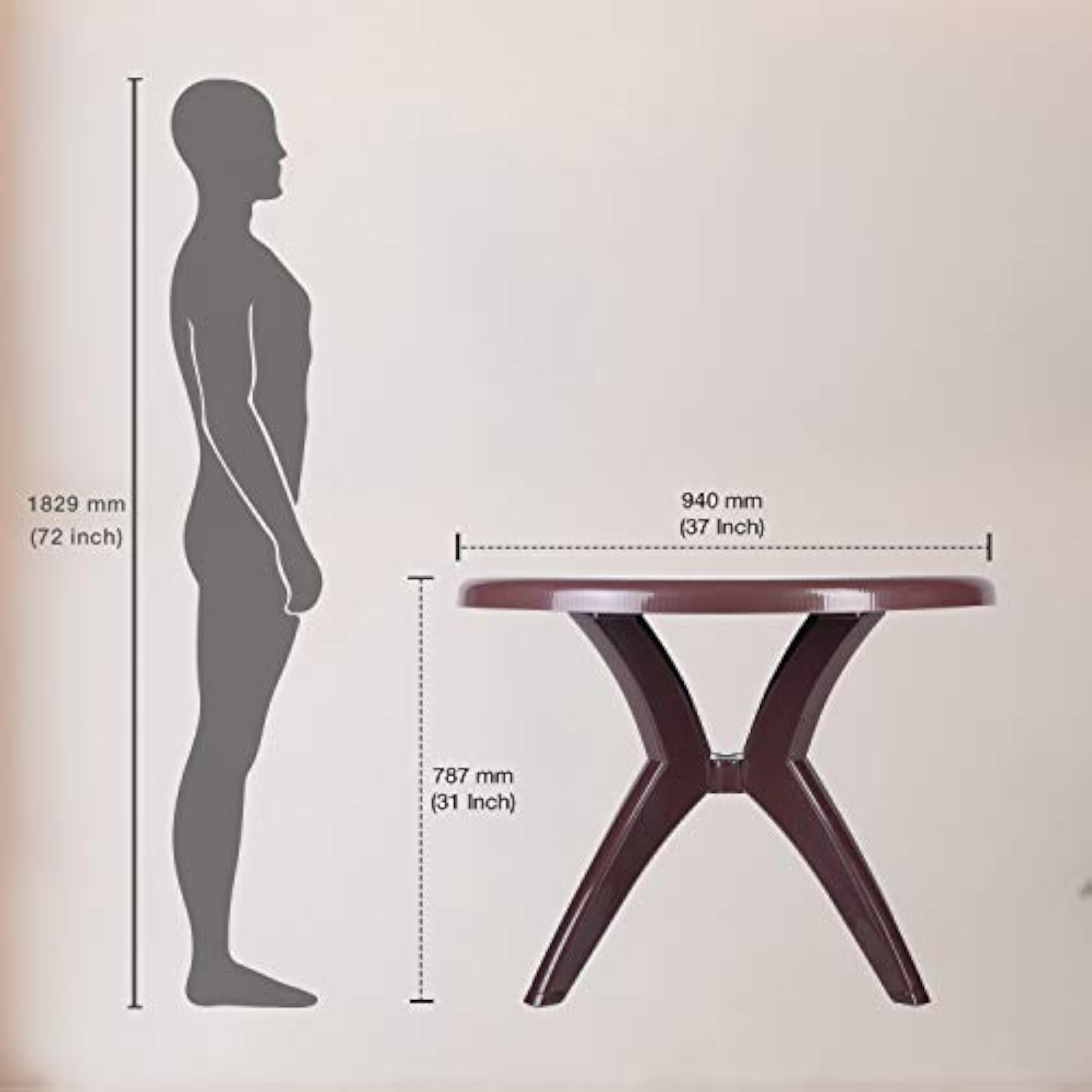 Marina Plastic Dining Table in Globus Brown