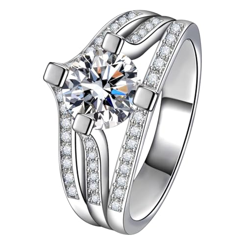Anillos de compromiso solitarios para mujer, plata de ley 925, anillo de compromiso para ella, aniversario, anillo de boda, gancho plegable para anillos, 8, Cobre, Sin piedra preciosa