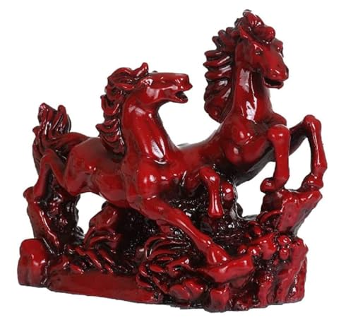 KRISHNAGALLERY1 Two Running Red Horse Statue for Gift Showpiece Vastu Home Decoration Idol 5.5 Inch