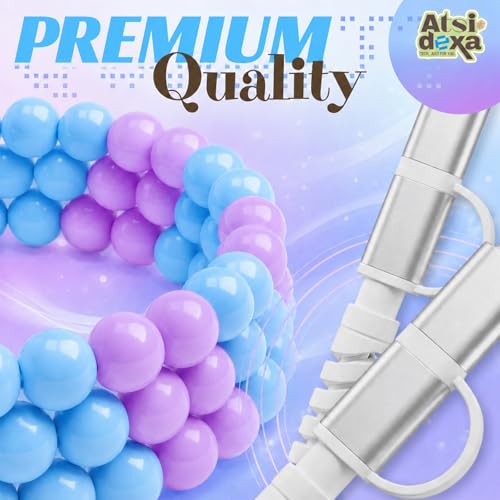 Image of 4-in-1 Beaded Charging Cable, MFi Certified, Works with CarPlay, 3.3FT 60W Fast Charger Cord for iPhone 17 /16 /15 /14 /13 /12 /11, iPad, Samsung, Android and More (Lavender Sky)