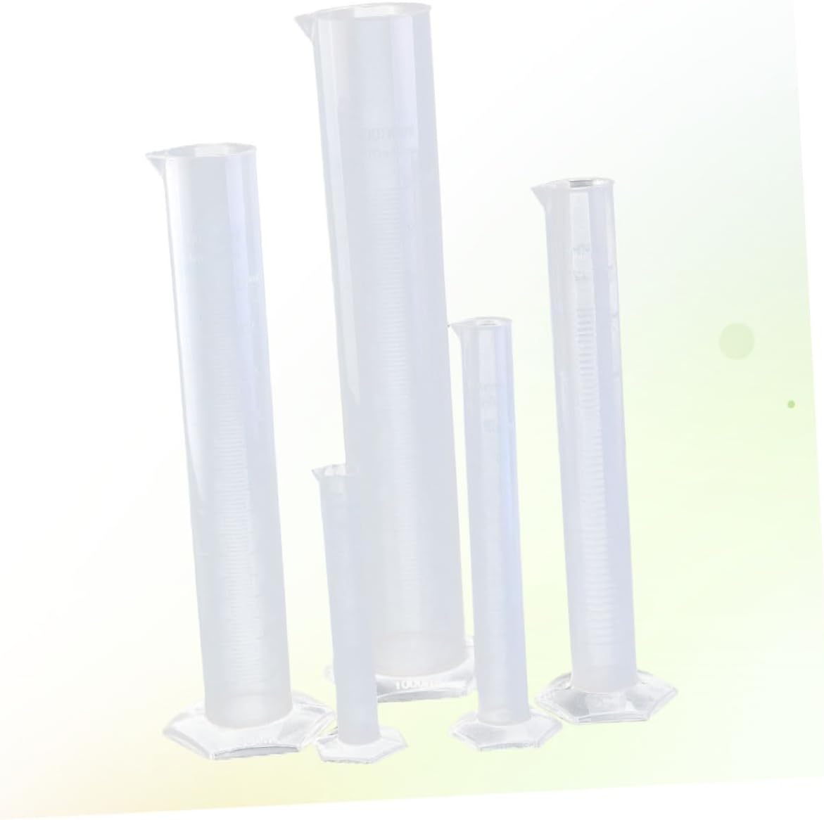 5pcs Plastic Graduated Measuring Cylinder Kit Science Cups Hexagonal Base for Lab and Home Use