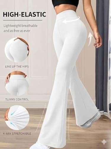 Image of DIAZ Womens Flare Pant High Waist Stretchable Trousers for Women | Bell Bottom Pants for Women | Wide Leg Palazzo Pants | Flared Yoga Pants |Casual Wear Office /Gym Wear Pants-Pack of 1