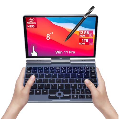 KOOFORWAY 8 Inch 2-in-1 Mini Laptop,HD Rotatable Touch Screen Support Handwriting Windows 11 Pro...
