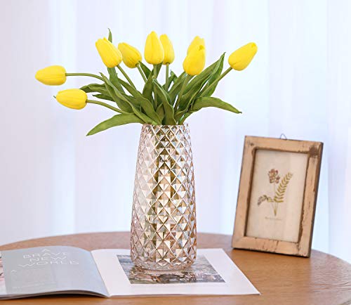 Luxspire Glass Vase, Ins Style Pineapple Pattern Irised Crystal Clear Floral Flower Plant Decorative Container for Home Office Desk Decoration, Ideal Gifts for Birthday Wedding Housewarming - Amber - Afbeelding 5