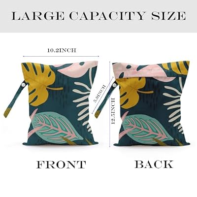Wet Bag, Wet Dry Bag, Wet Bag for Swimsuit, Travel, Beach, Pool, Diapers, Dirty Yoga Gym Clothes, Makeup Bag, Waterproof Tropical Palm Leaves Decor Jungle Palm Leaf Favors