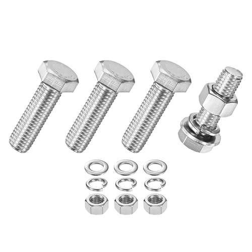 M METERXITY 4-Pack Hex Head Screw Bolt with Nuts Flat &amp; Lock Washers M12x40mm Stainless Steel Bolts and Nuts Kit Fully Threaded Metric Bolt Assortment for Equipment/Machinery