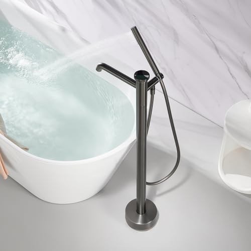 Robinet de bain sur pied gris 2 modes mitigeur colonne