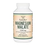 Magnesium Malate Capsules (420 Count) - 1,500mg Per Serving (Magnesium Bonded to Malic Acid), Third Party Tested, Vegan Friendly, Gluten Free by Double Wood Supplements