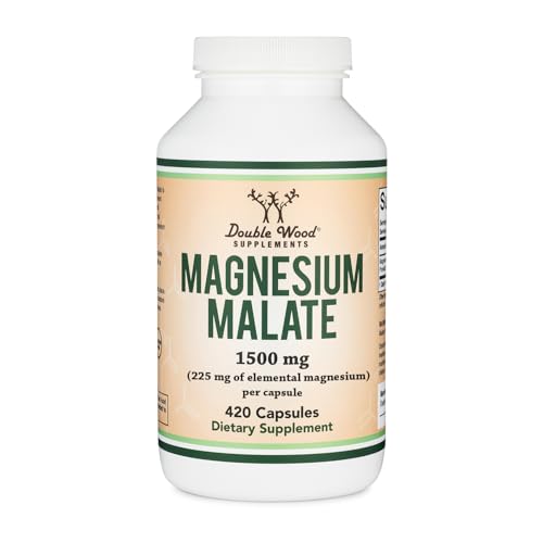 Double Wood Supplements Magnesium Malate Capsules (420 Count) - 1,500mg Per Serving (Magnesium bonded to Malic Acid), Third Party Tested, Vegan Friendly, Non-GMO, Gluten Free, Made in the USA